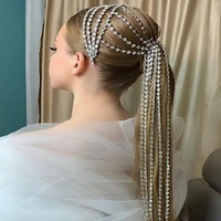 2021 luxury rhinestone multiple rows bridal hairband tiaras for girl wedding jewelry crystal long tassel headband crown headwear