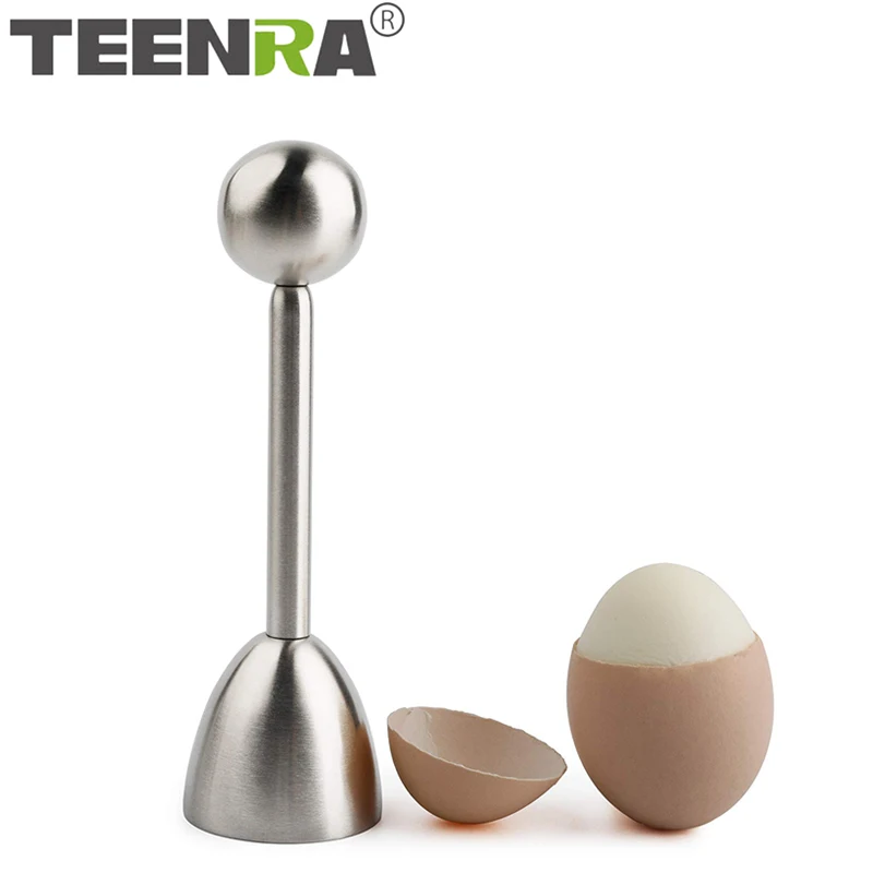 TEENRA Stainless Steel Boiled Egg Topper Shell Cutter Knocker Egg Cracker Separator Egg Opener