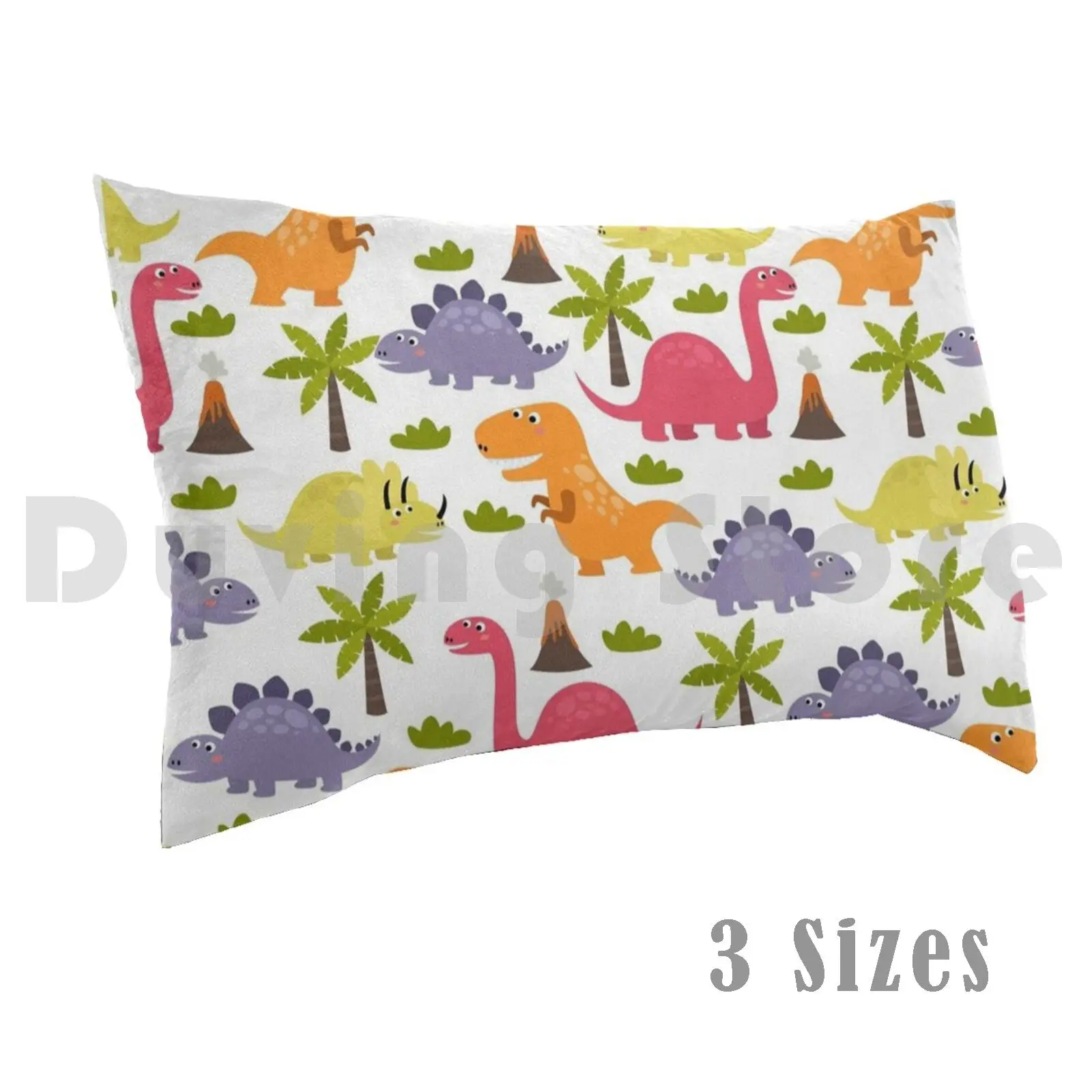 

Fun Dinosaur Pattern ( White Background ) Pillow Case 20x30 inch Dinosaur Dinosaurs Dino Dinos Tyrannosaurus