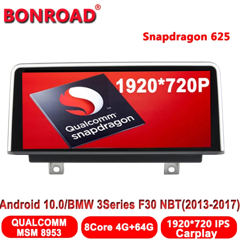 저렴한 Bonroad Qualcomm 1920*720P 2DIN 안드로이드 10 무선 CarPlay BMW Series3 4 F30 F31 F32 F33 F34 F36 헤드 유닛 GPS 네비게이션