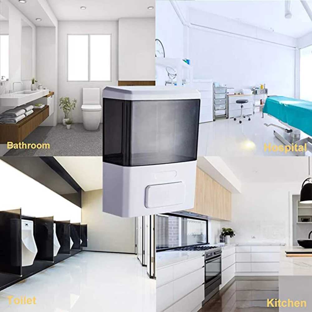 

Newly Manual Soap Dispenser Wall Mounted Shampoo Conditioner Shower Gel Bathroom Kitchen VA88