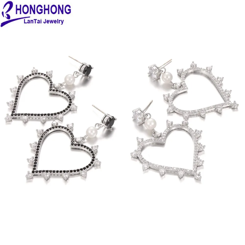 Женские серьги с подвеской в виде сердца из искусственного циркония