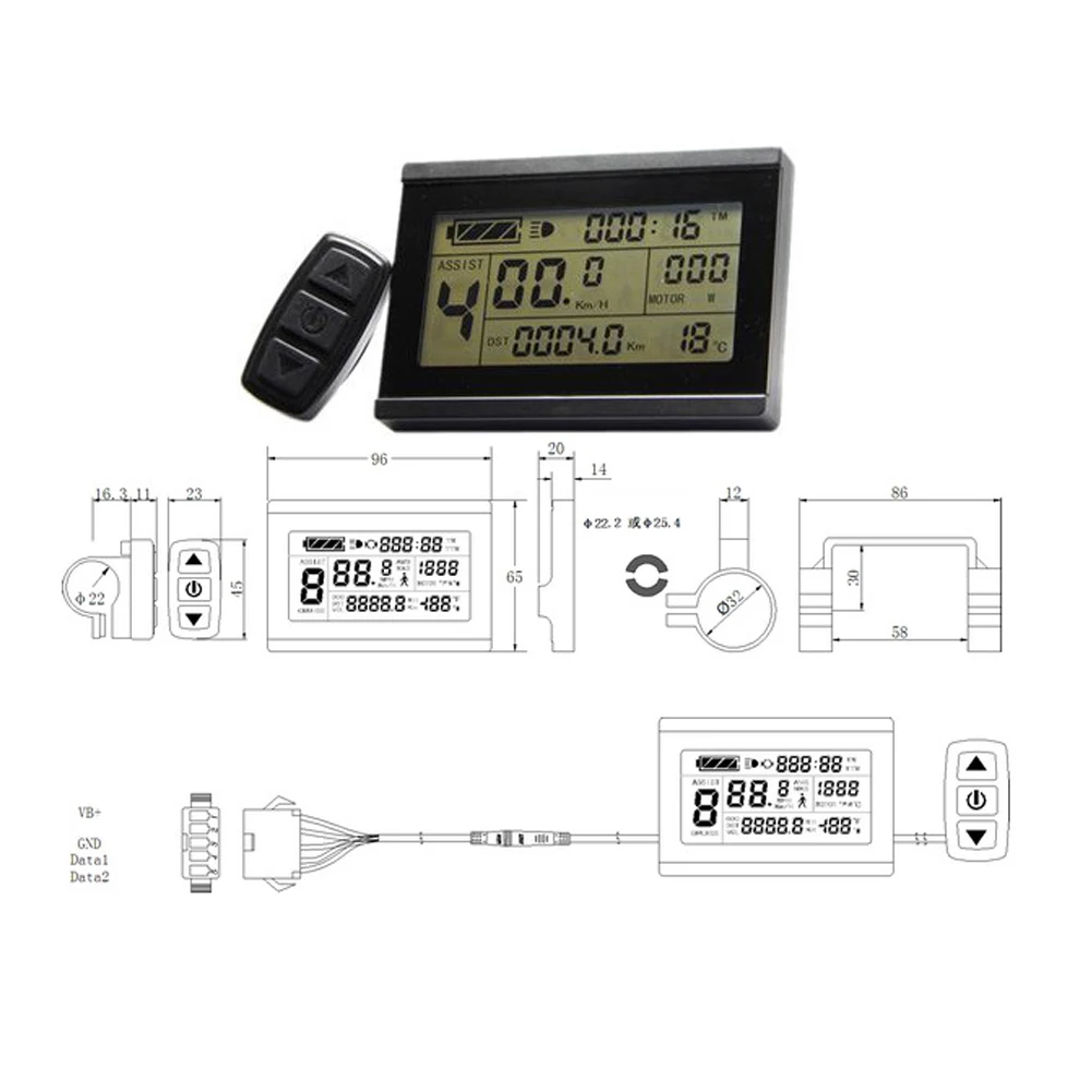 

24/36/48V Electric Bicycle eBike LCD Display Meter Panel Remote Control Odometer