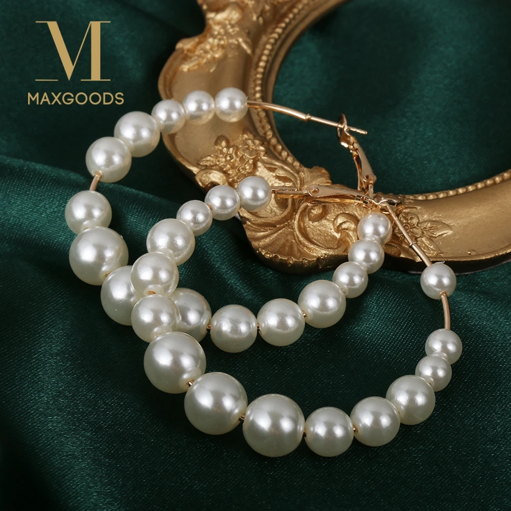 Женские круглые серьги кольца с белым жемчугом|Серьги-кольца| |