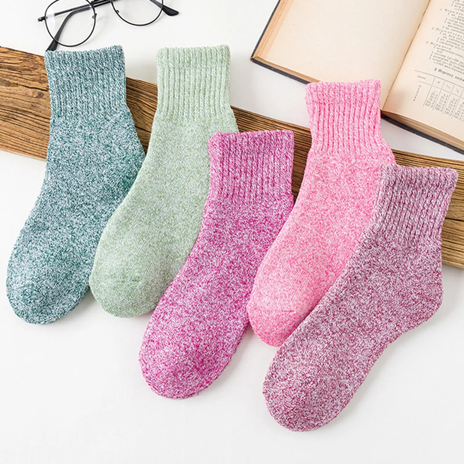 2 пары однотонные Цвет женские зимние теплые мягкие шерстяные носки для женщин