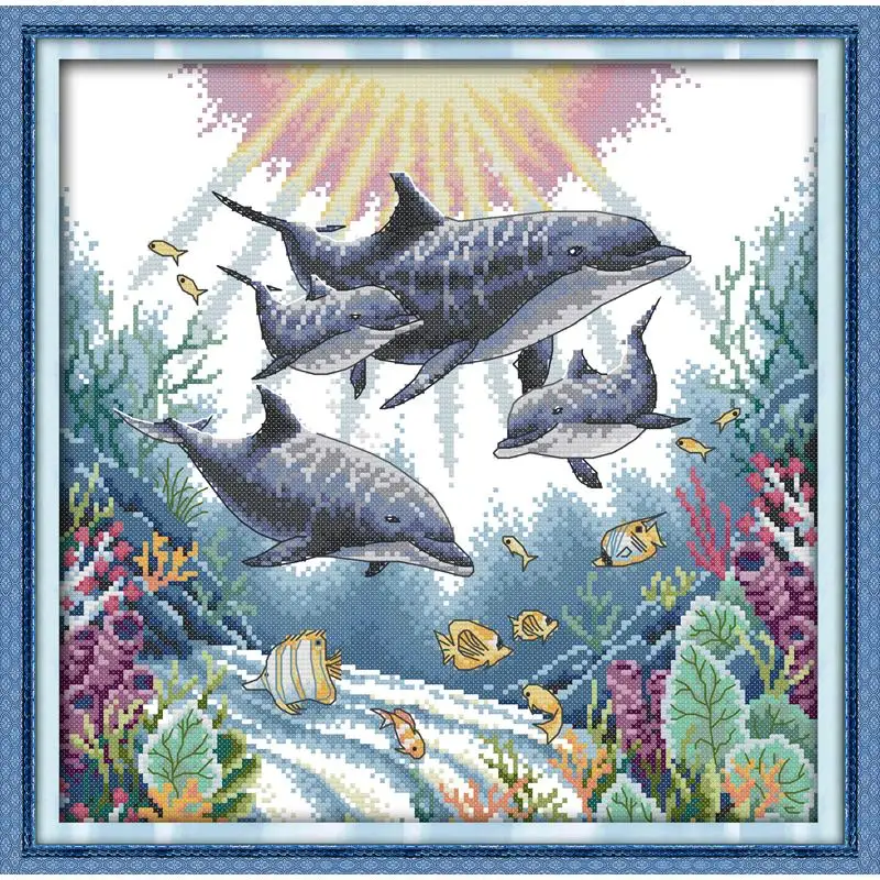 Серия Dolphin 11CT14CT наборы для вышивки крестиком с принтом животных рукоделие DMC
