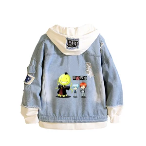 Толстовка Джинсовая, с капюшоном, в стиле аниме