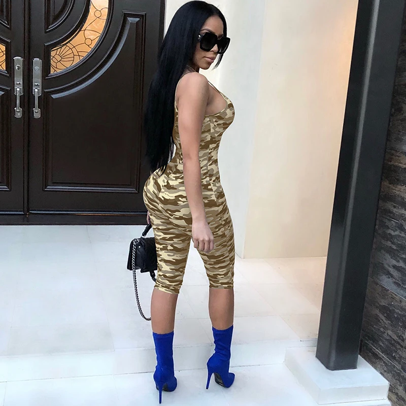 

Female Camouflage Sling Jumpsuit 2021 New Sexy Tight Body Piece Trousers Personality Camouflage Nightclub Clothing Hot Sale