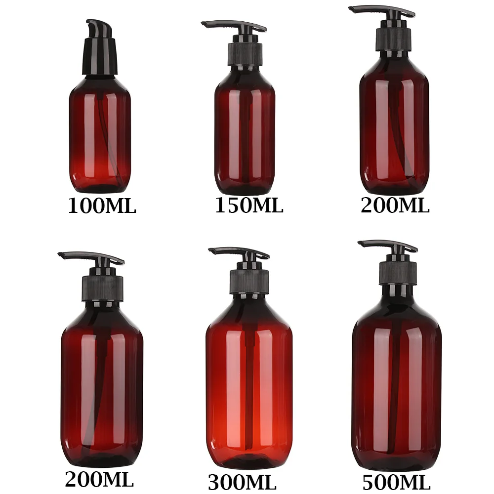 Brown Foaming Pump Bottles Pump Container Plastic Liquid Shampoo Shower Gel Bottles Home Bath Supply 100/150/200/300/400/500ML images - 6