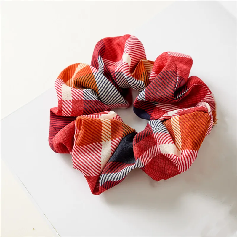 Новинка женские тканевые резинки для волос в клетку держатель хвоста мягкие