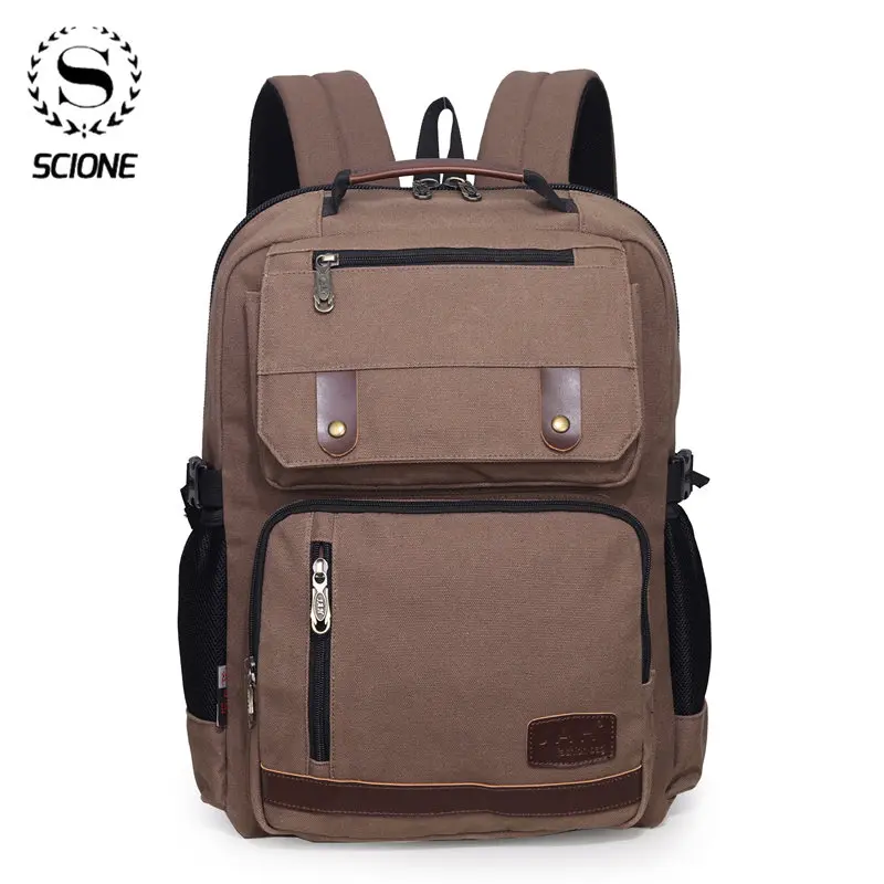 SCIONE Vintage Canvas Backpack Men Large Capacity Travel Shoulder Bag High Quality Fashion Students Laptop Male notebook | Багаж и сумки