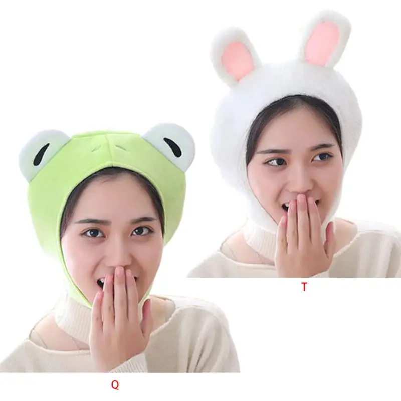 

Women Girls Cute Rabbit Frog Animal Earflap Hat Winter Warm Plush Beanie Cap Cosplay Costume Party Supplies Photo Props