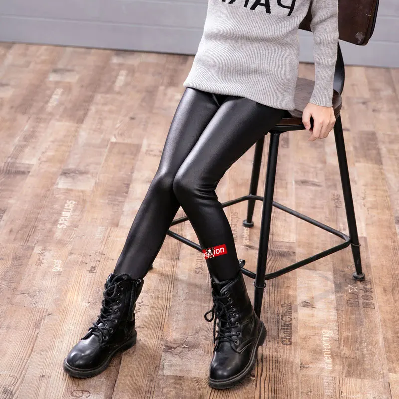 I Winter Pants Girls Искусственная Кожа Детская теплая Зимние леггинсы для девочек плотные штаны для детей ясельного возраста штаны Рождество Детские плотные леггинсы для девочек для маленьких девочек одежда для детей - Цвет: I Winter Pants Girls