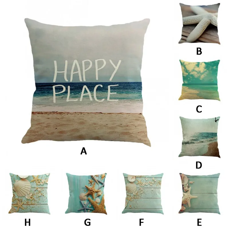 Пляжный чехол для подушки с изображением морской звезды раковины голубого