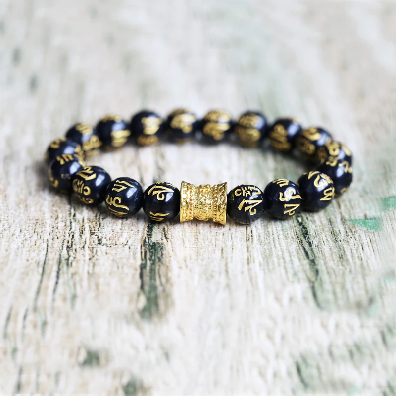 

8MM Black Onyx ommani pedmehum Stone Bracelet