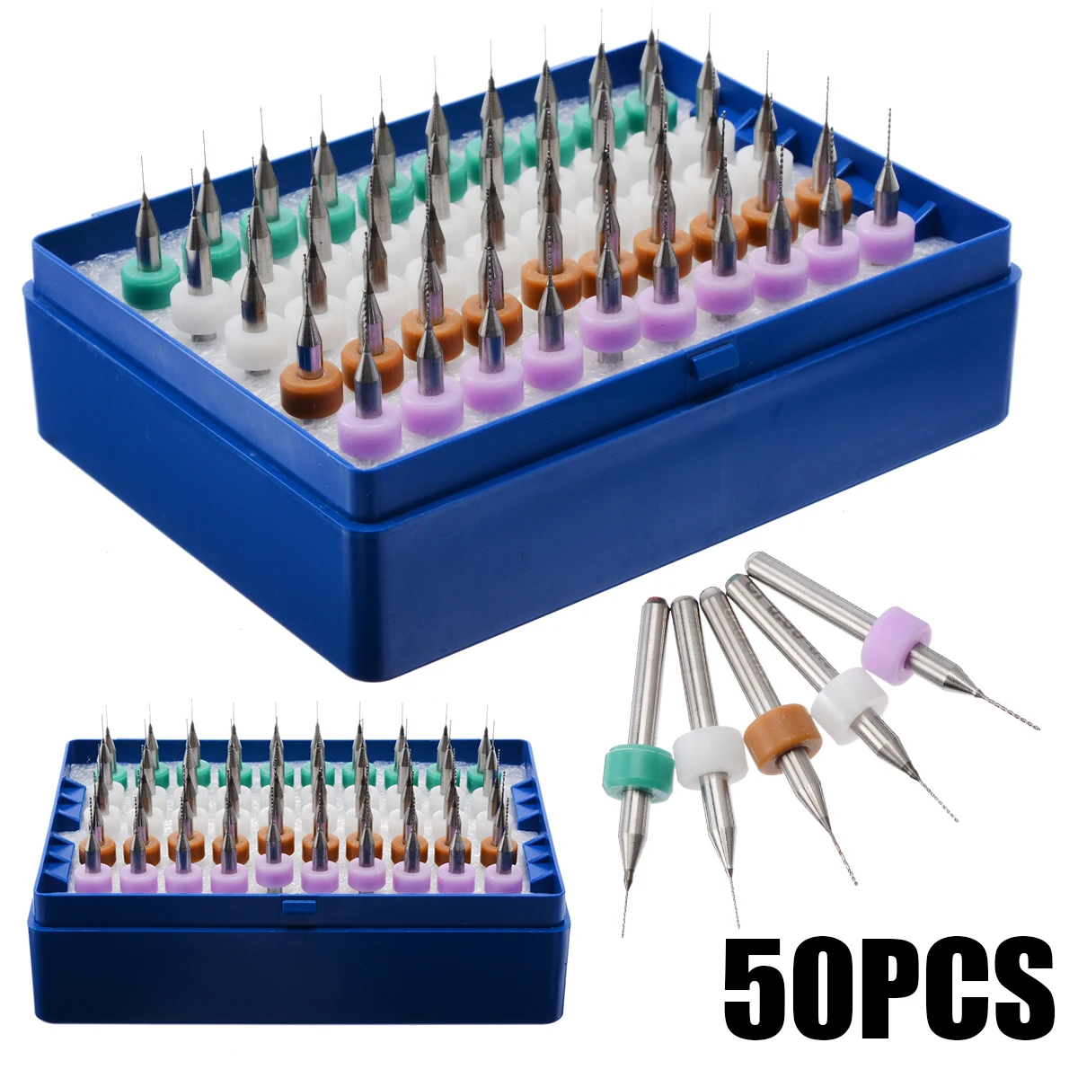50pcs Micro Drill Bits Tungsten Steel HSS Carbide Micro PCB Drill Bits 0.25mm to 0.45mm Kit Mini Drill Attachment Parts