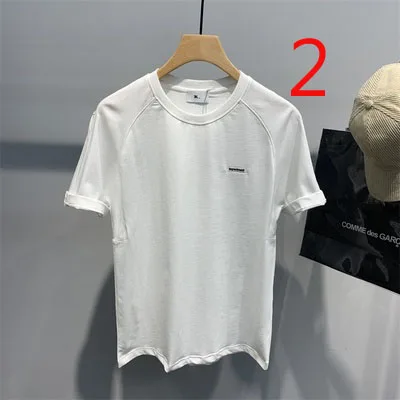 

Men's mercerized cotton letter embroidered short-sleeved T-shirt summer bottoming shirt