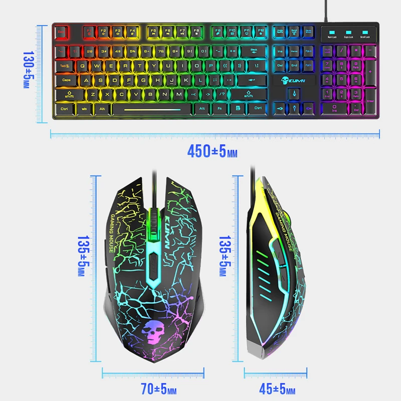 

Ergonomic Magic RGB Backlight Keyboard Mouse Set Mechanical feel Gaming Keyboard Mouse Combo For Gaming Laptop PC Gamer Computer