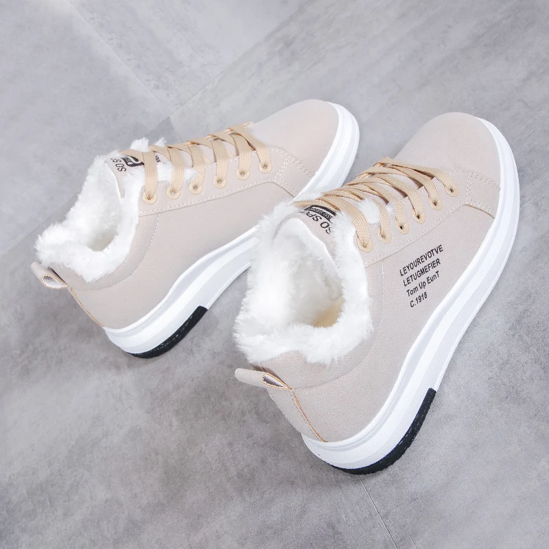 

new Short plush luxury shoes women College Keep warm sneakers women low-top leather thick-soled casual sports shoes womenBoots