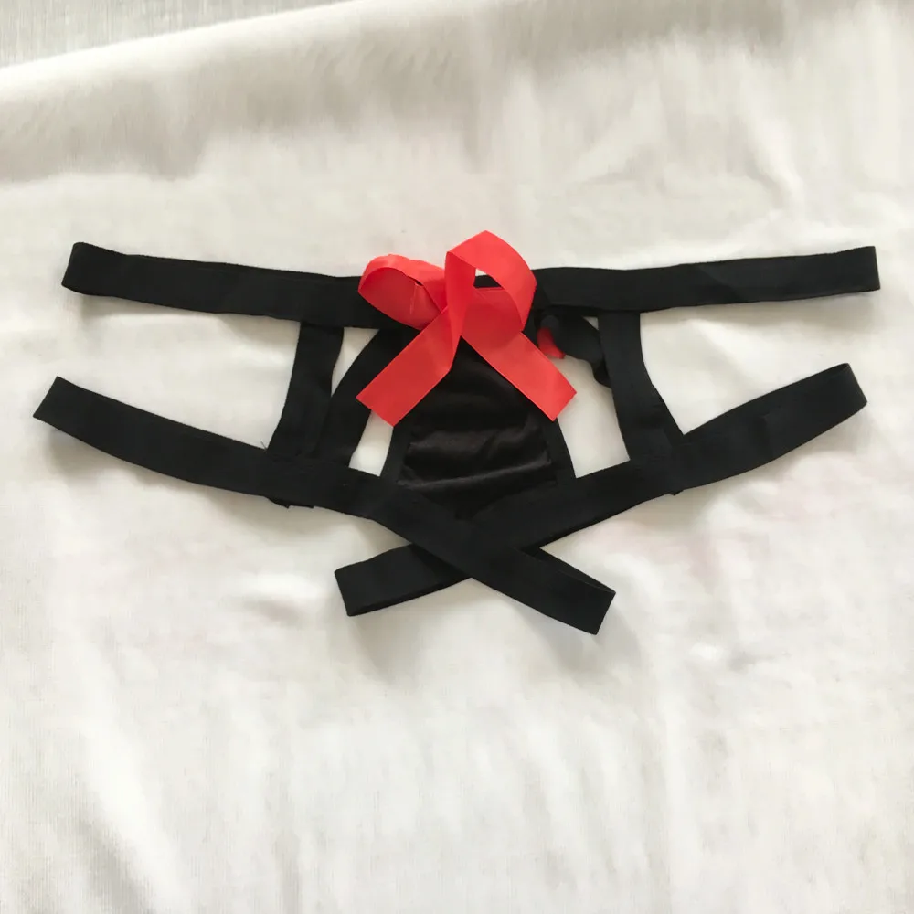 Модные ажурные трусы с низкой талией женские бандаж большого размера бантом