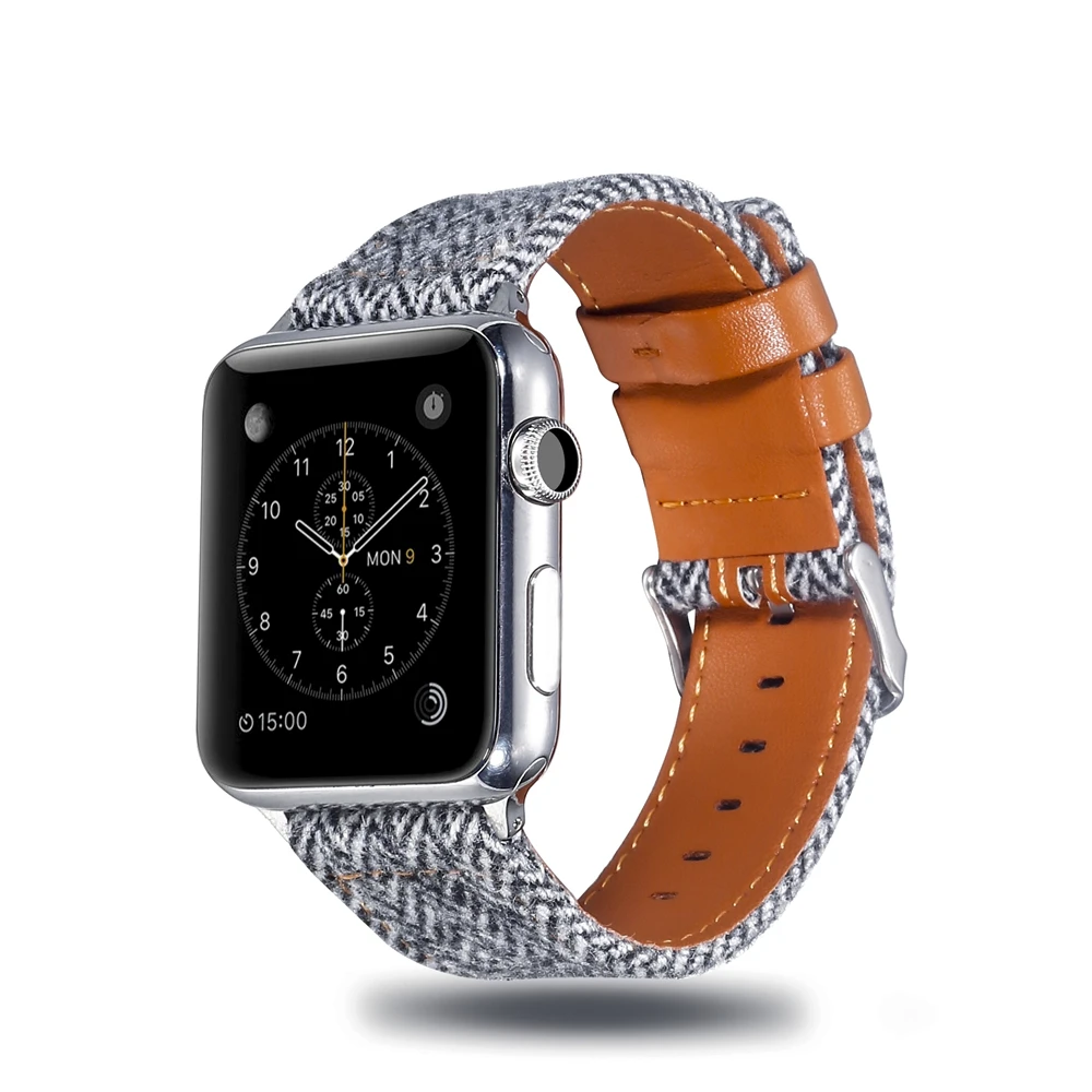 Холщовый ремешок для часов для Apple Watch 38 мм 42 мм 40 мм 44 мм нейлоновый кожаный ремешок для часов браслет для iWatch Series 5/4/3/2/1