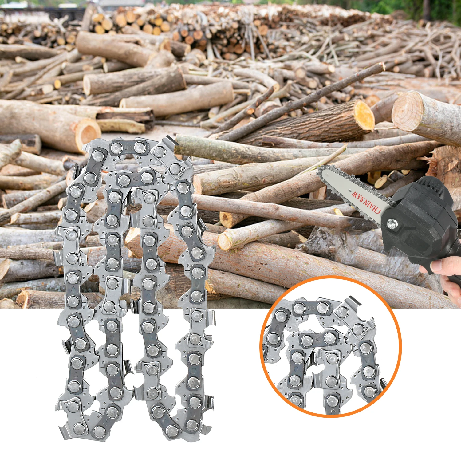 

4 Inch Mini Steel Chainsaw Chain Electric Pruning Saw Accessory Garden Tool Replacement