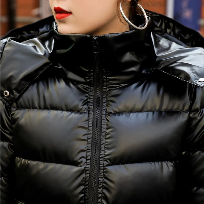 Женский утепленный пуховик куртки парки с капюшоном для девочек теплая зимняя