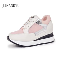 genuine leather casual wedges shoes for women breathable mesh sneakers green black sneakers for girls fashion platform shoes