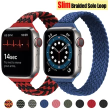 Slim Braided Solo Loop For Apple watch band 40mm 44mm 38mm 42mm 42 mm FABRIC Elastic belt bracelet iWatch serie 6 5 4 3 se strap