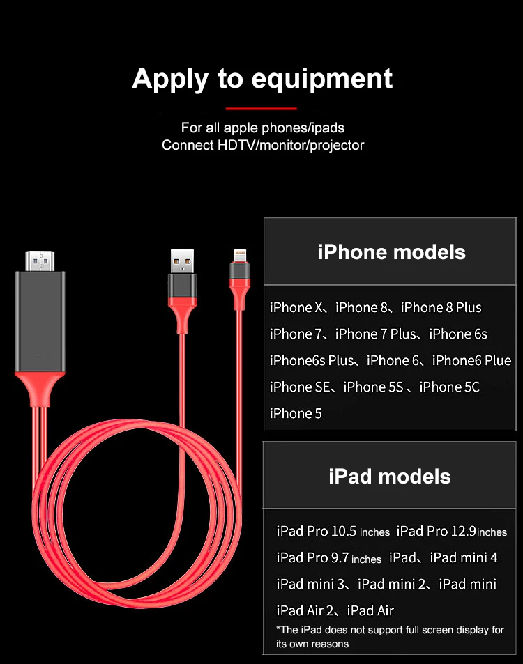 Hdmi Ios для lightning hdmi-кабель HD 1080P hdmi конвертер Кабель-адаптер USB кабель для HDTV цифровой AV для iphone HDMI
