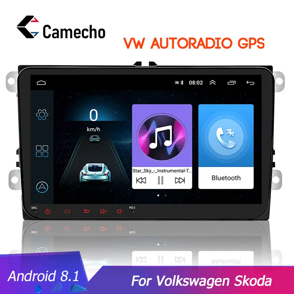 Camecho 2 Din Android 8,1 автомобильный Радио gps стерео MP5 плеер для Volkswagen Skoda Octavia Golf 5 6 touran passat B6 Jetta tiguan