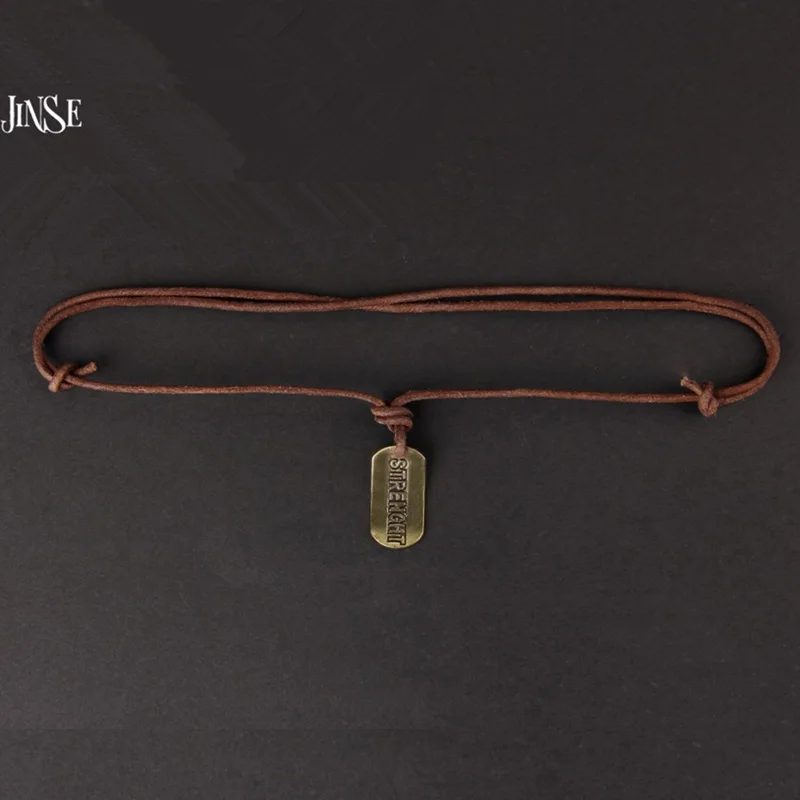 JINSE Античная бронзовая бирка для собаки подвеска символ ожерелье мужчин длинное