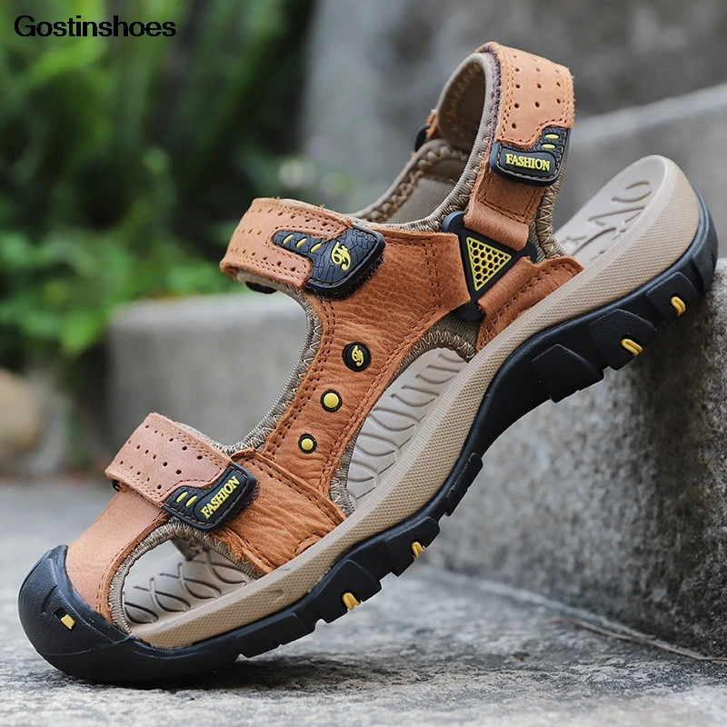 Sandale Homme Cuir Sandalias Hombre Cuero/модная повседневная обувь из натуральной кожи мужские