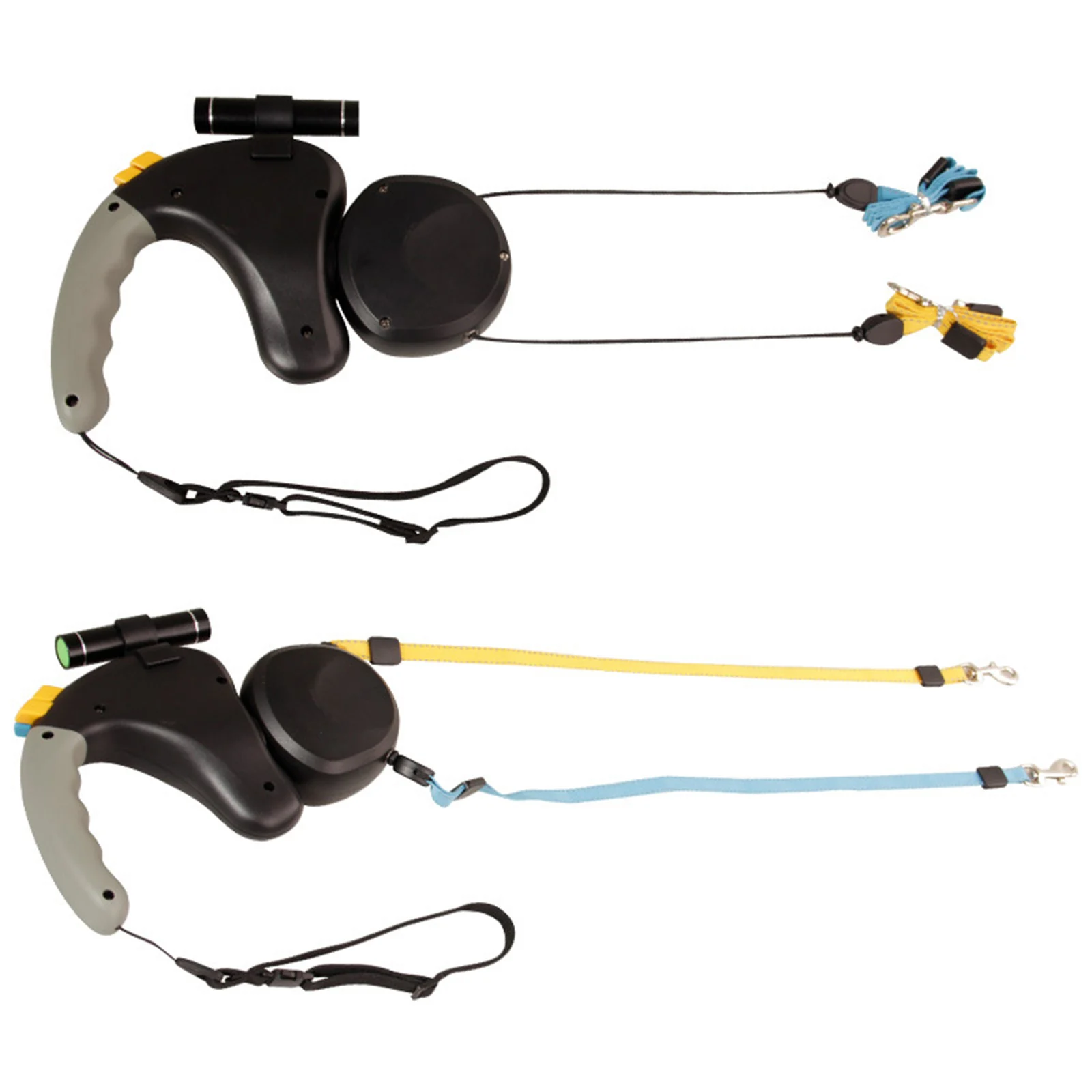 

Выдвижной Поводок для прогулок с двумя собаками, 2 в 1, поворот на 360 градусов, не спутывается, веревка для собак с ручкой, фонарик, прожектор