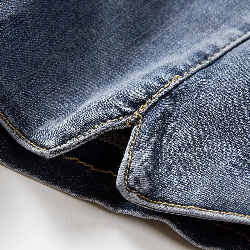 Женские джинсовые шорты с завышенной талией эластичные трапециевидные в