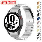 Ремешок изогнутый из нержавеющей стали для Samsung Galaxy Watch Band 44 мм 40 мм, металлический браслет для Galaxy Watch 4 Classic 46 мм 42 мм, 20 мм