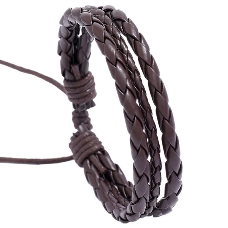 

Fashion Simple PU Leather Rope Handmade Braided Adjustable Charm Bracelets For Women Men Street Party Jewelry