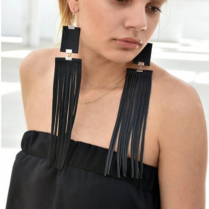 YD &amp YDBZ новые кожаные серьги женские модные длинные в стиле High Street ювелирные