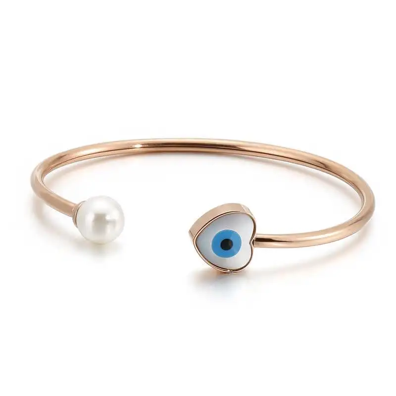 Браслет из нержавеющей стали с сердечком браслеты удача жемчуг манжеты на день