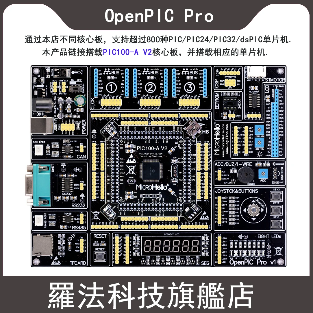

Openpic Pro development board with dspic33ep512mu810 core board PIC32 / PIC24 / dsPIC