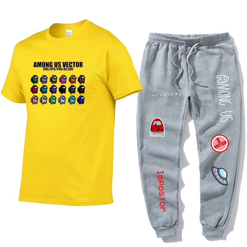 

A MONG US Game Printing Men's Sports suit + Sports Pants set Street Men's suit Fashion Men's two-piece suit