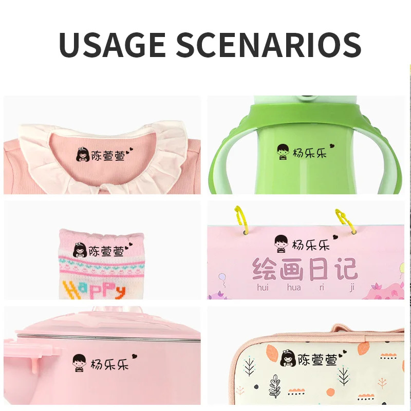 Hot kindergarten name stamp waterproof baby cartoon clothes seal name stickers clothing seal baby school day holiday gifts
