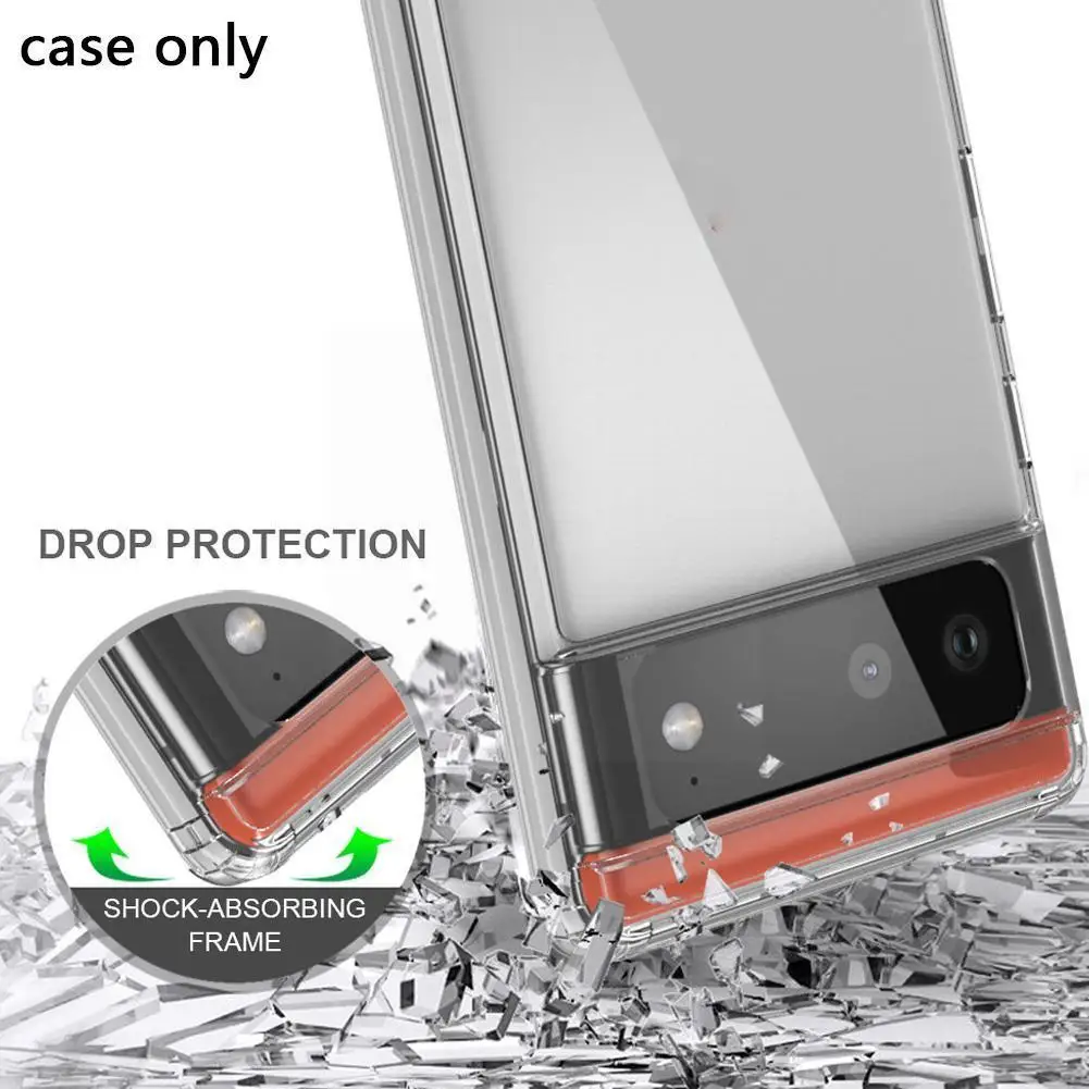 

1pc Shockproof Case For Google Pixel 6,for Pixel 6 Pro 5G Clear TPU Bumper With Hard Cover Back Case Transparent Back Cover V1B3