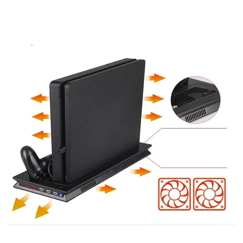 2 in 1 ps4 slimpro vertical cooling charging dock station led 5v joystick charger stand for playstation 4 slimpro console free global shipping