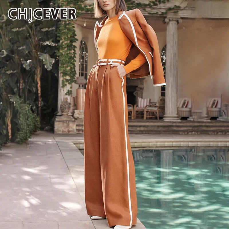 CHICEVER осень хит цвет комплект из двух предметов женский с отворотом длинный рукав