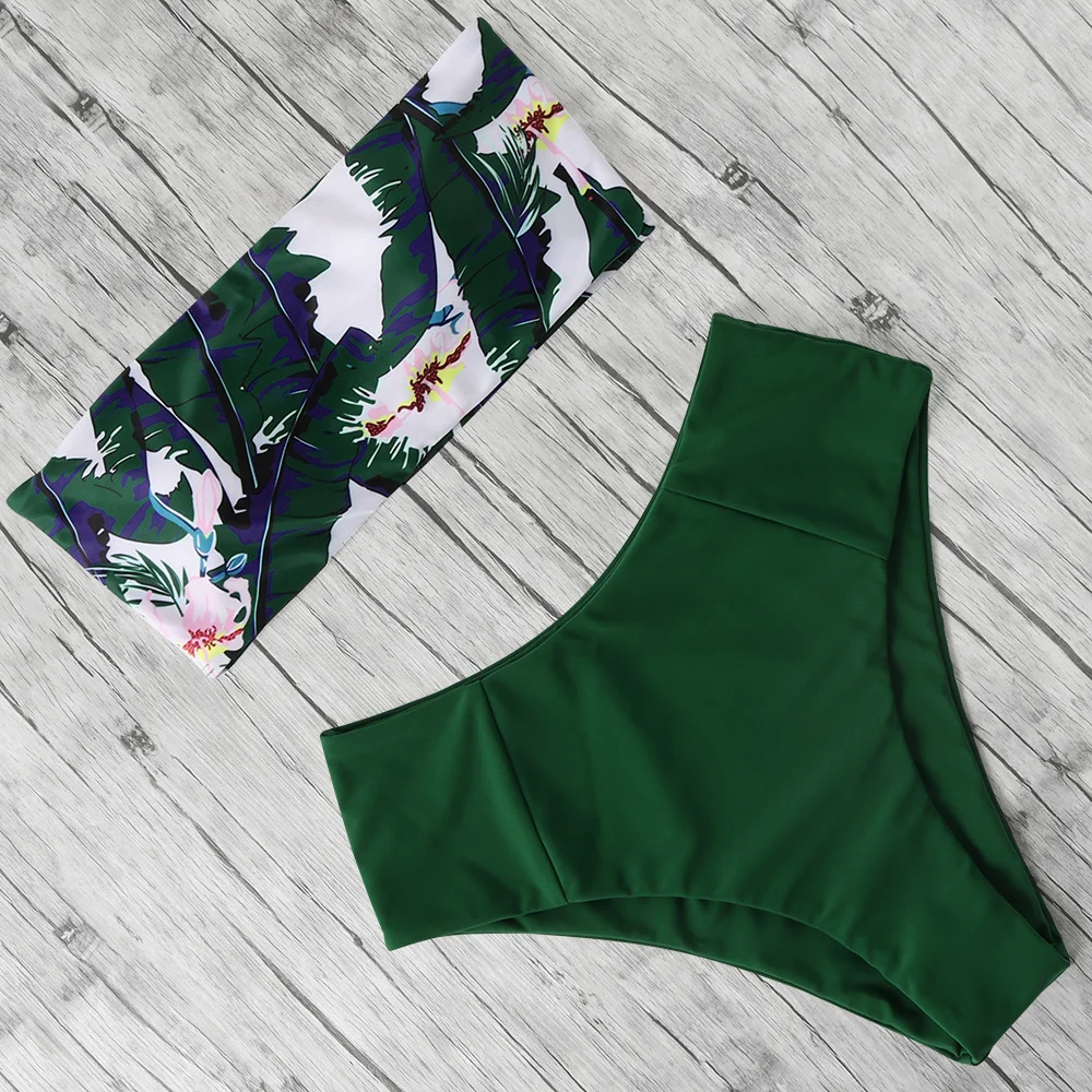 Комплект Бикини бандо 2021 с высокой талией женское бикини пуш-ап открытыми