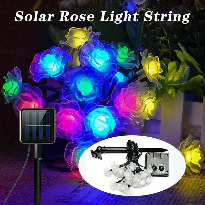 

LED Solar Flower Rose String Lights Outdoor Waterproof Lights String for Wedding Garden Party Christmas Decoration L5