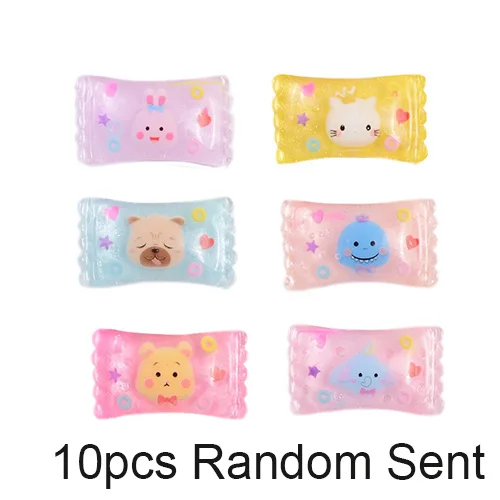 10pcs Random Sent Happy monkey 10 шт. Kawaii Slime Подвески Смола милые животные конфеты добавки аксессуары DIY Набор для пушистой прозрачной хрустящей слизи глины - Цвет: 10pcs Random Sent