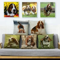 cute french basset hound dog throw pillow cushion covers linen pillow case car