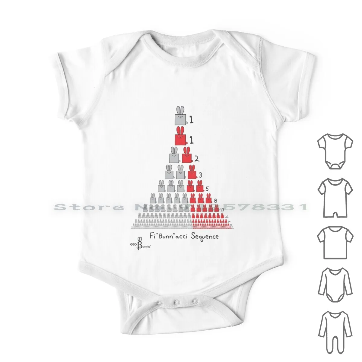 

Fi " Bunn " Acci Sequence Geobunnies Newborn Baby Clothes Rompers Cotton Jumpsuits Sum Addition Golden Ratio Numbers Graphic